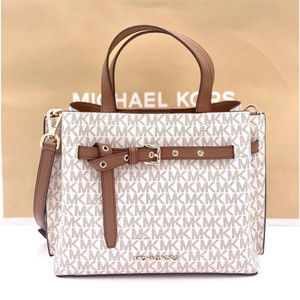 Michael Kors White and Brown Satchel